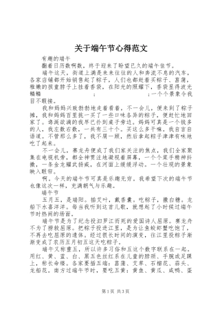 关于端午节心得范文