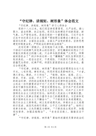 “守纪律、讲规矩、树形象”体会范文