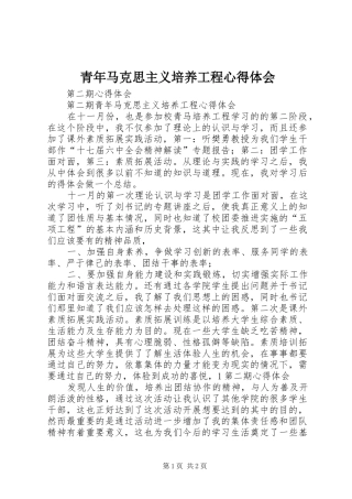 青年马克思主义培养工程心得体会