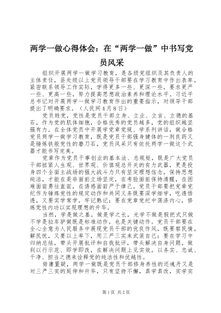 两学一做心得体会：在“两学一做”中书写党员风采