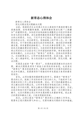 新常态心得体会