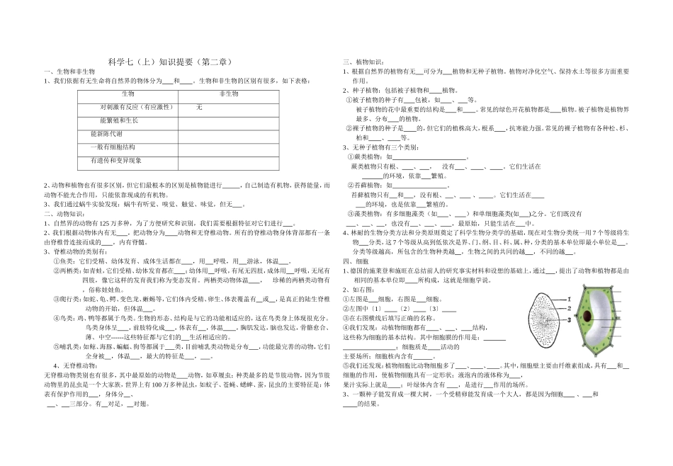 科学七（上）知识提要（第二章）_第1页