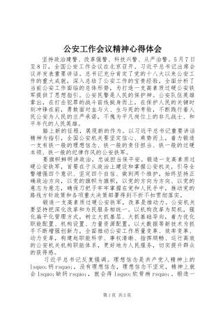 公安工作会议精神心得体会