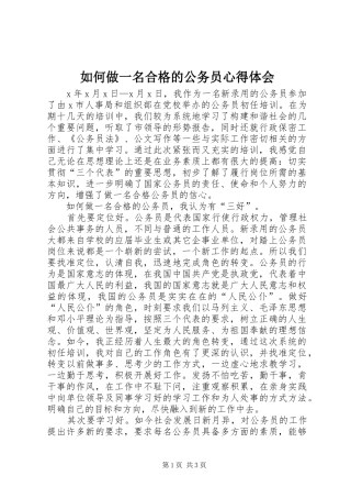 如何做一名合格的公务员心得体会