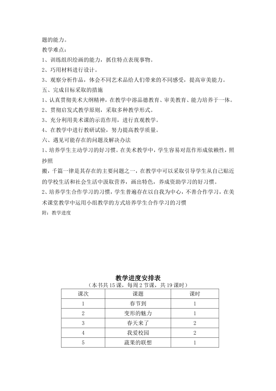 2015湘教版四年级美术下册教学计划和教案_第2页