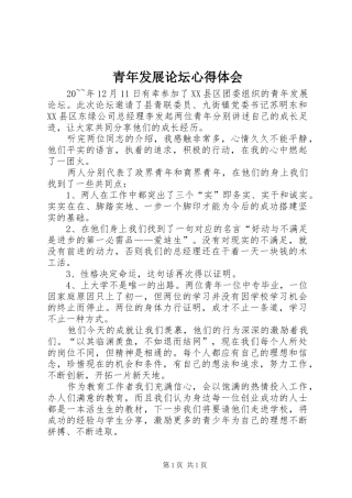 青年发展论坛心得体会