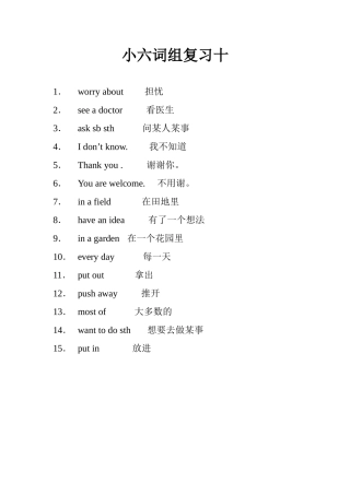 小六词组复习十