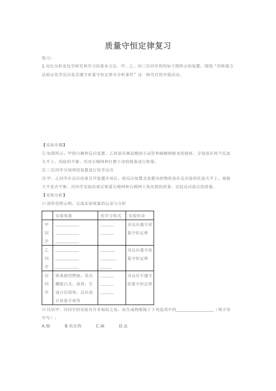 质量守恒定律复习_第1页