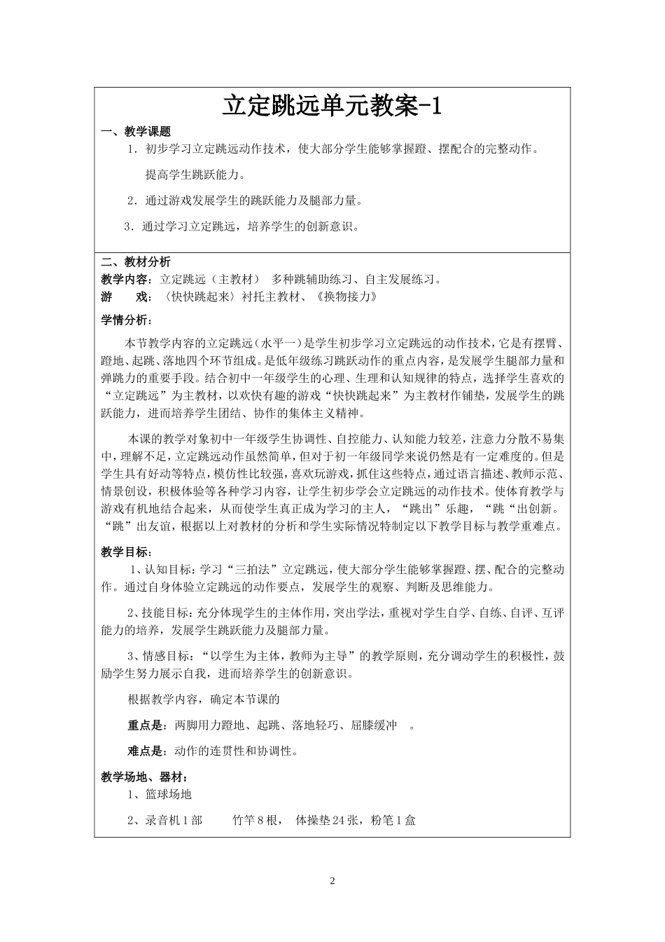 《立定跳远》教学教案张金祥1_第2页