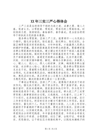 XX年三实三严心得体会