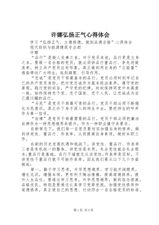 许娜弘扬正气心得体会