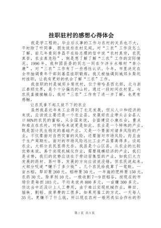 挂职驻村的感想心得体会