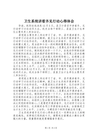卫生系统讲看齐见行动心得体会