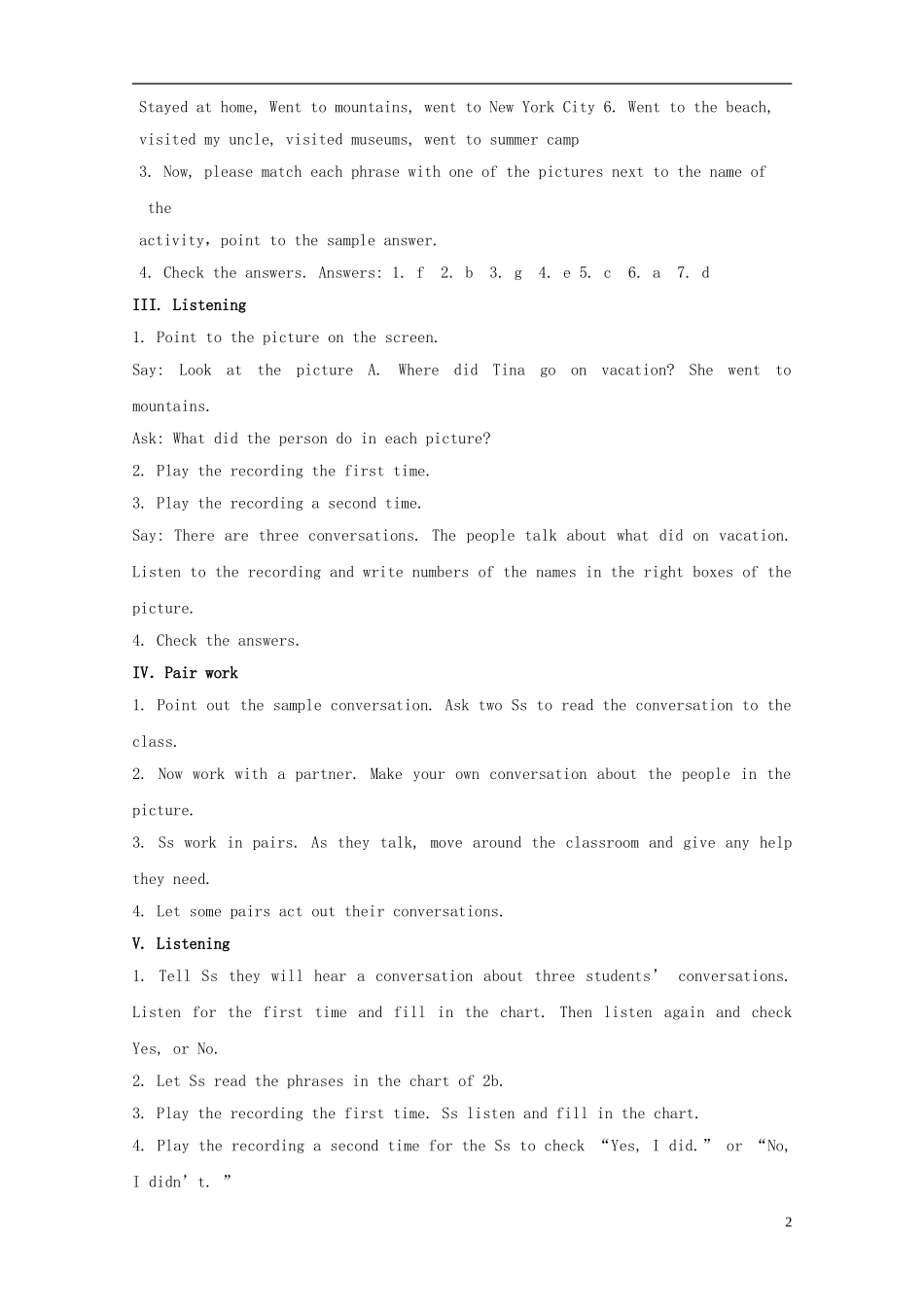 2013年秋八年级英语上册Unit1Wheredidyougoonvacation教案（新版）人教新目标版_第2页