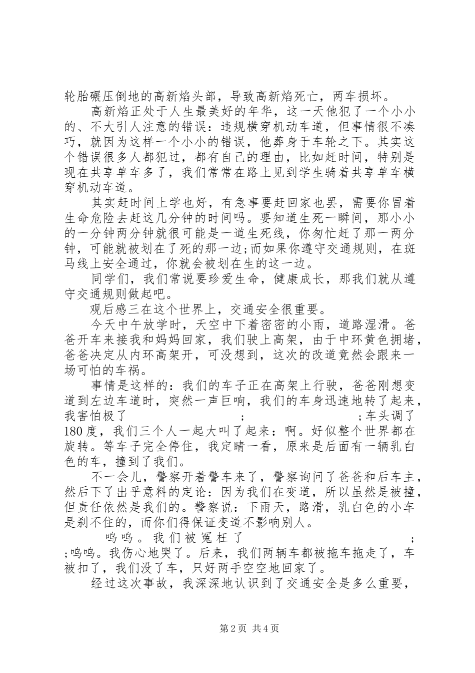 观看交通安全主题片有感五篇_第2页