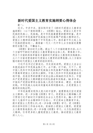 新时代爱国主义教育实施纲要心得体会