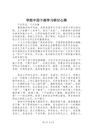 学校中层干部学习研讨心得