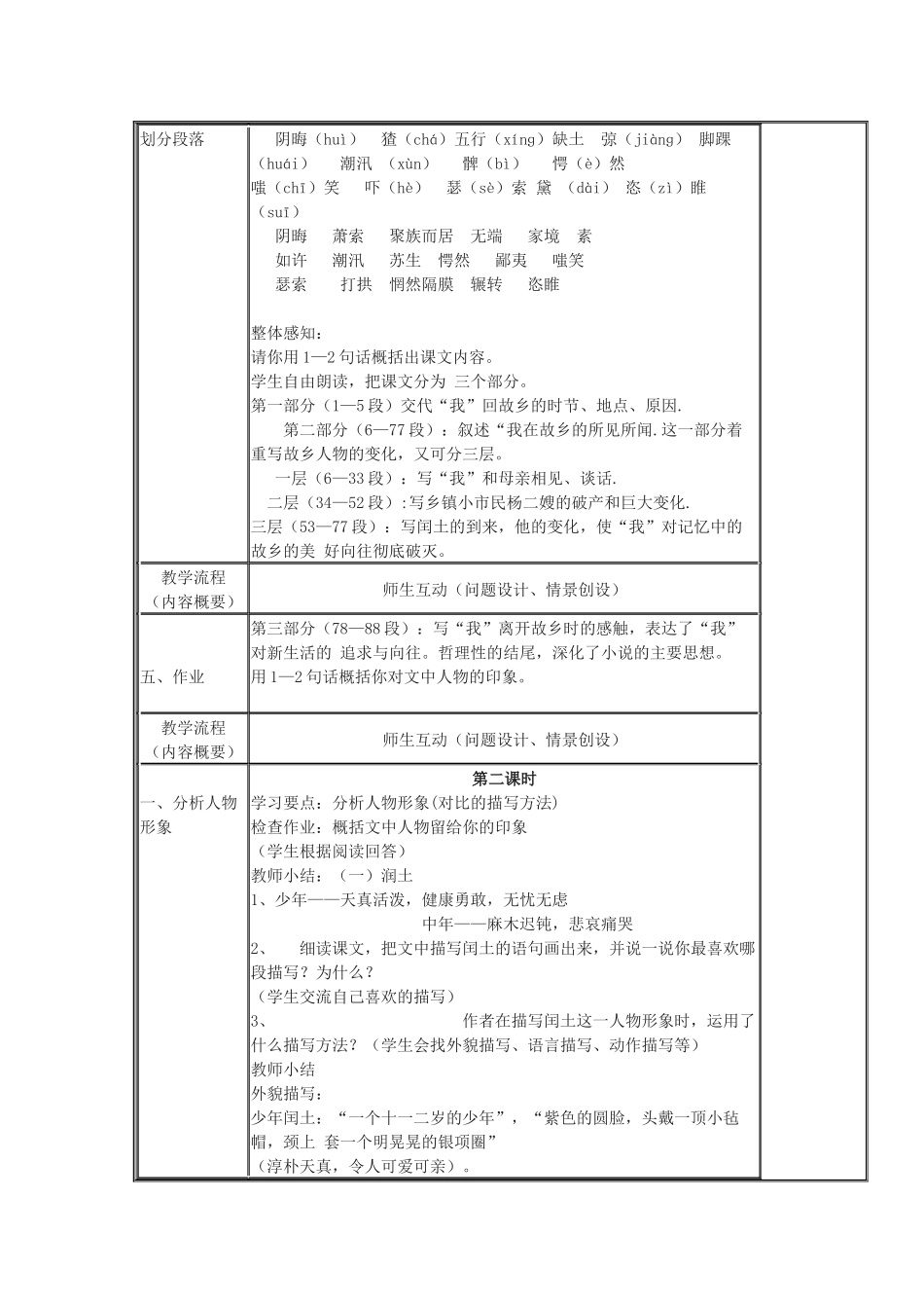 故乡教学设计_第2页
