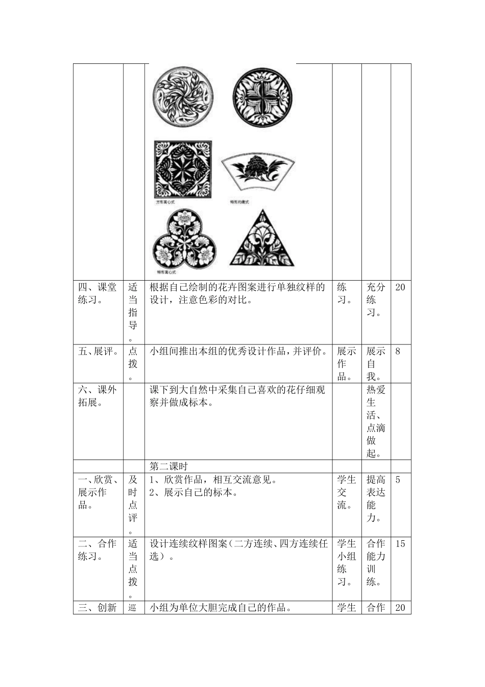 湘美版七年级美术教案下册第四课：扮靓生活的花卉纹样_第2页