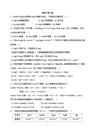 溶解平衡专题