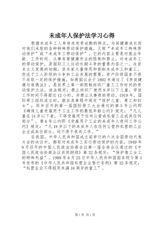 未成年人保护法学习心得