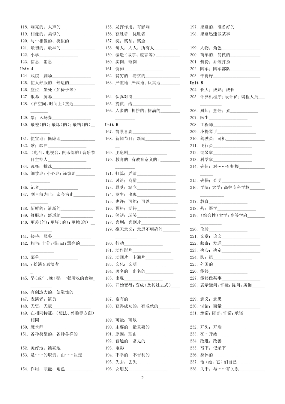 2013年新版人教版八年级上英语单词默写表_第2页