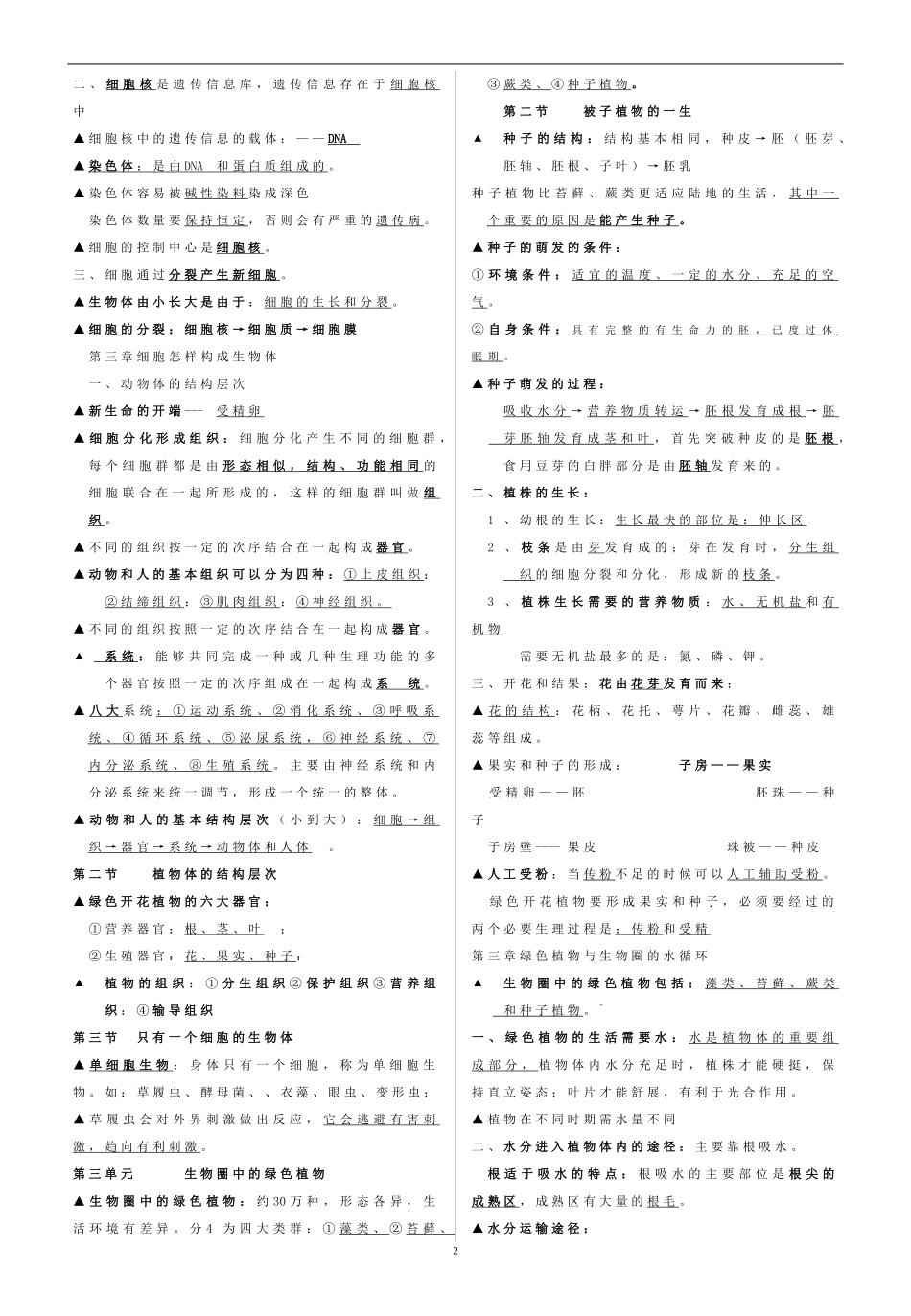生物七年级上册复习提纲_第2页