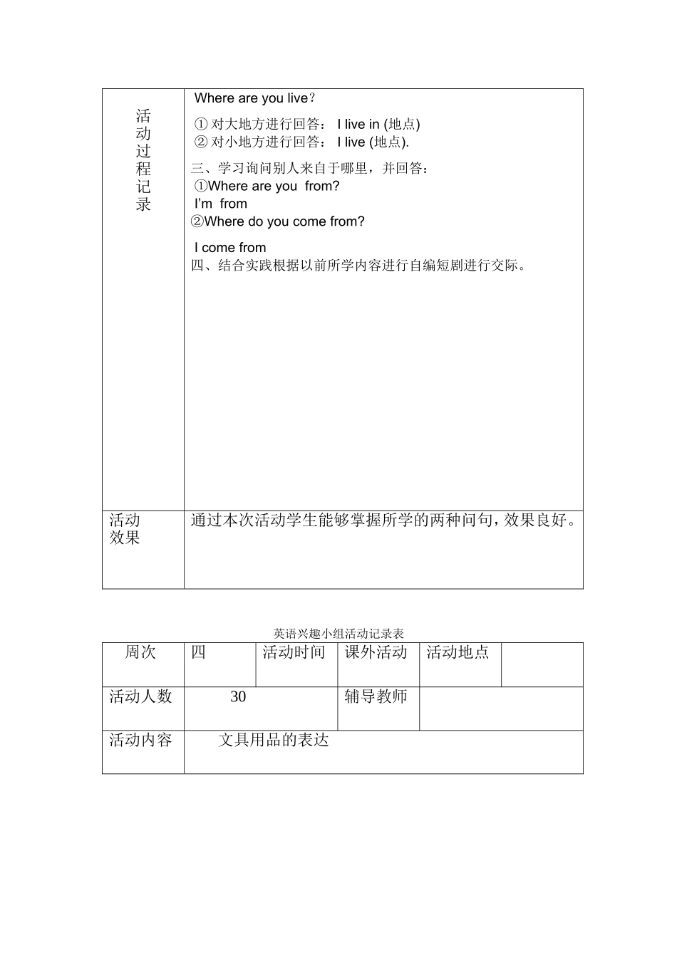 小学英语兴趣小组活动记录 (2)_第3页