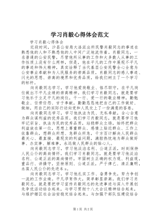学习肖毅心得体会范文