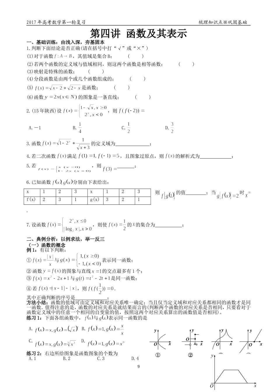 第四讲函数及其表示_第1页