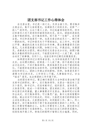 团支部书记工作心得体会