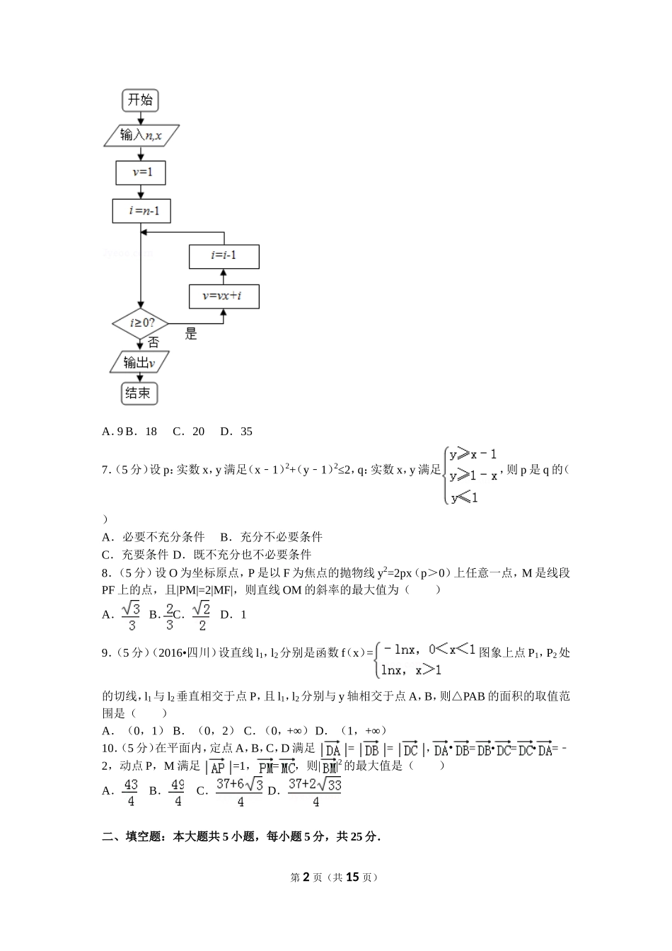 2016年普通高等学校招生全国统一考试（四川卷）理数_第2页