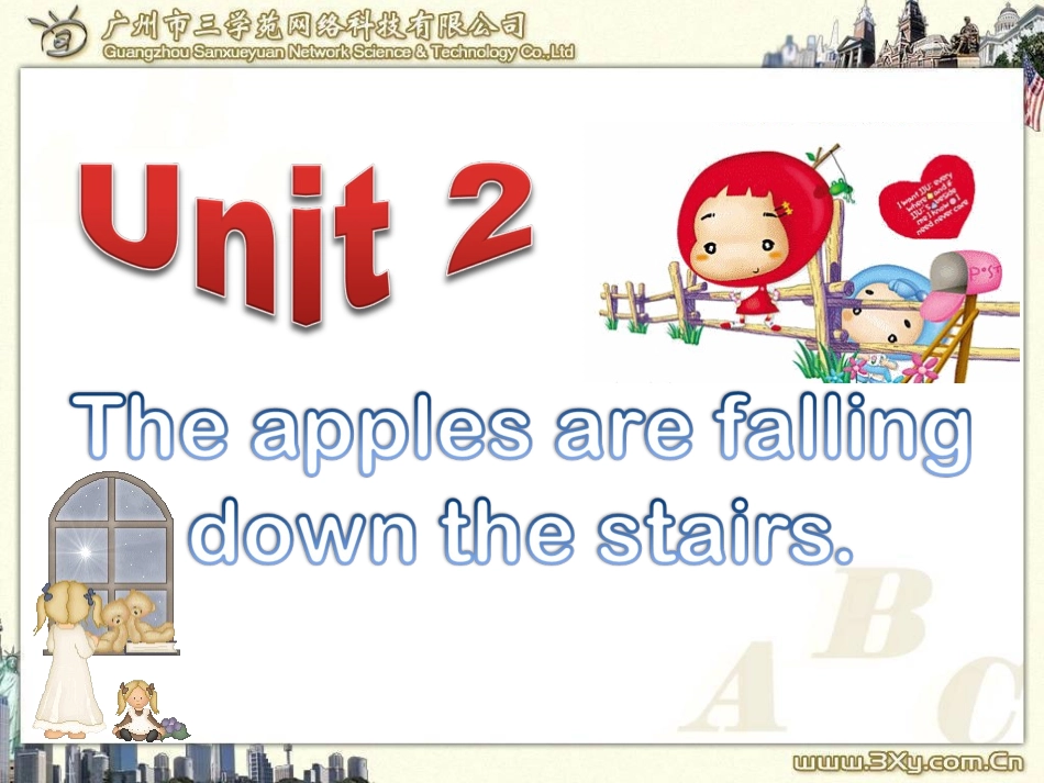 六下M4U2The-apples-are-falling-down-the-stairs1_第1页