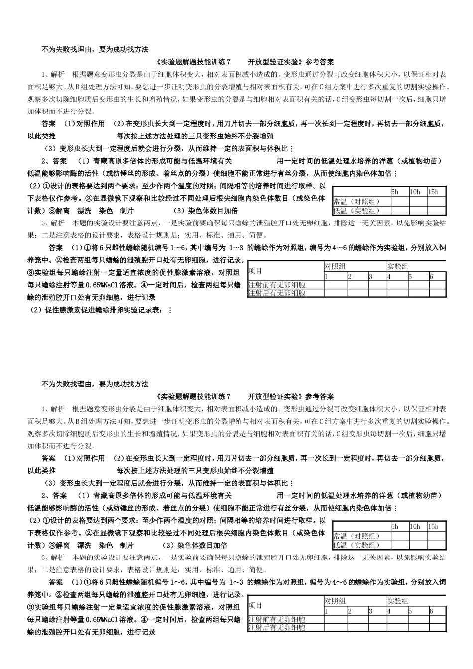 高中生物实验解题技能训练7_开放型验证实验_第3页
