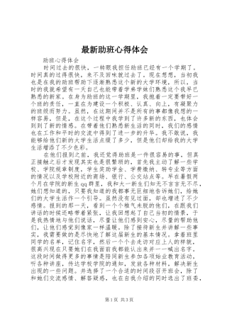 最新助班心得体会