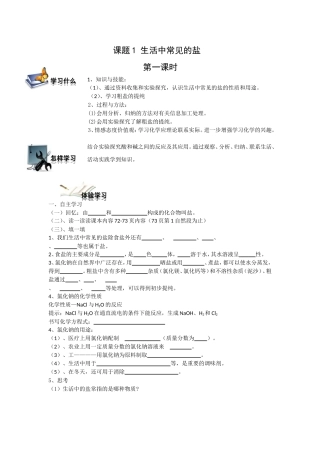 课题1生活中常见的盐导学案