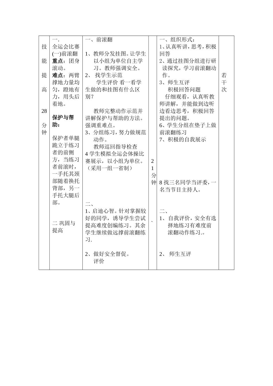 小学体育课《前滚翻》教学设计_第3页