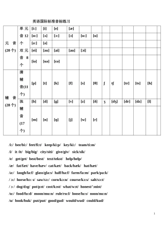 英语国际音标练习题