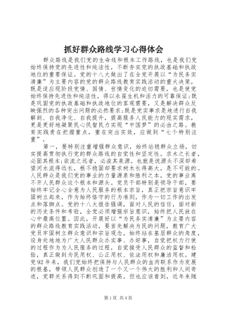 抓好群众路线学习心得体会