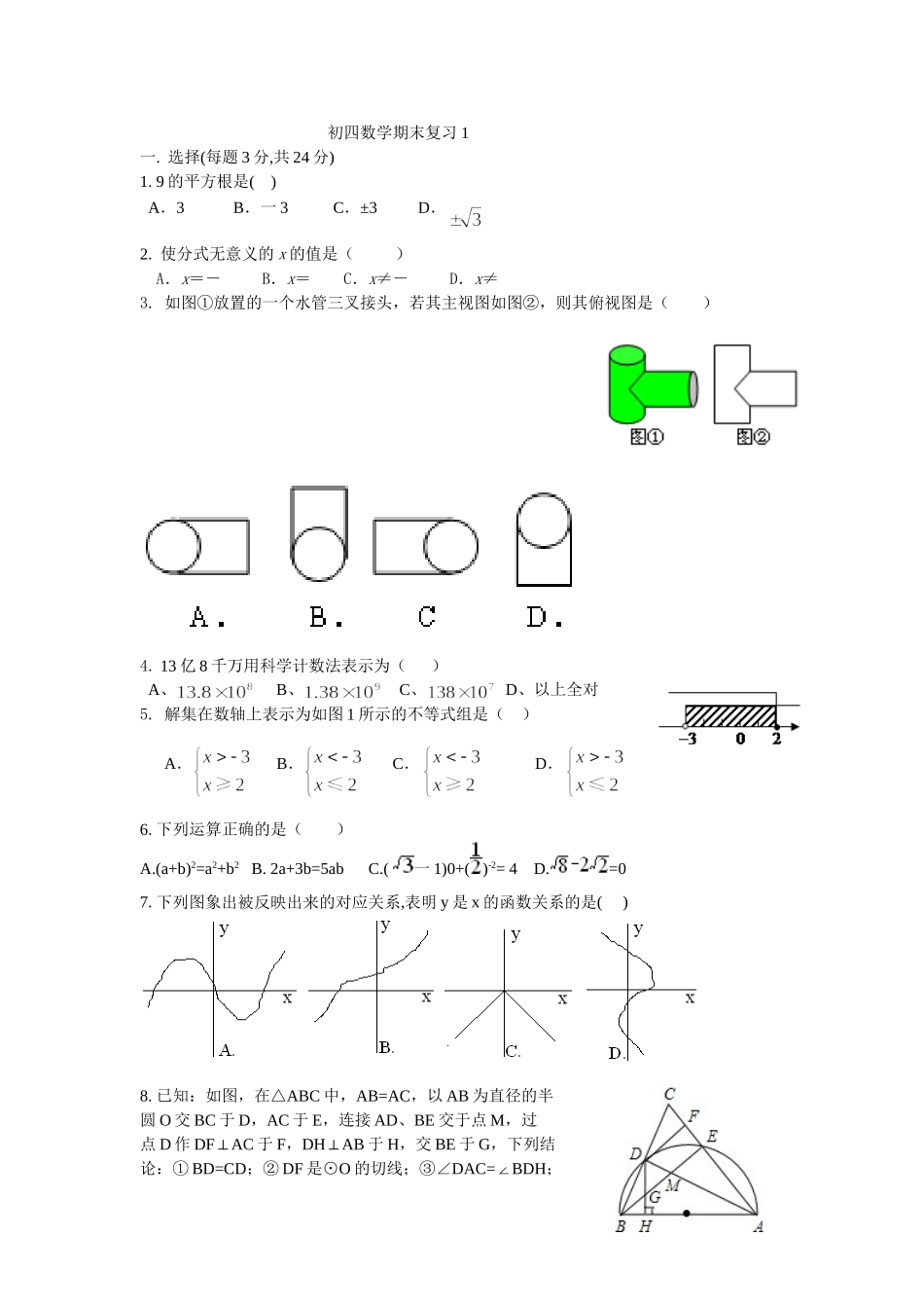 初四数学期末复习1_第1页