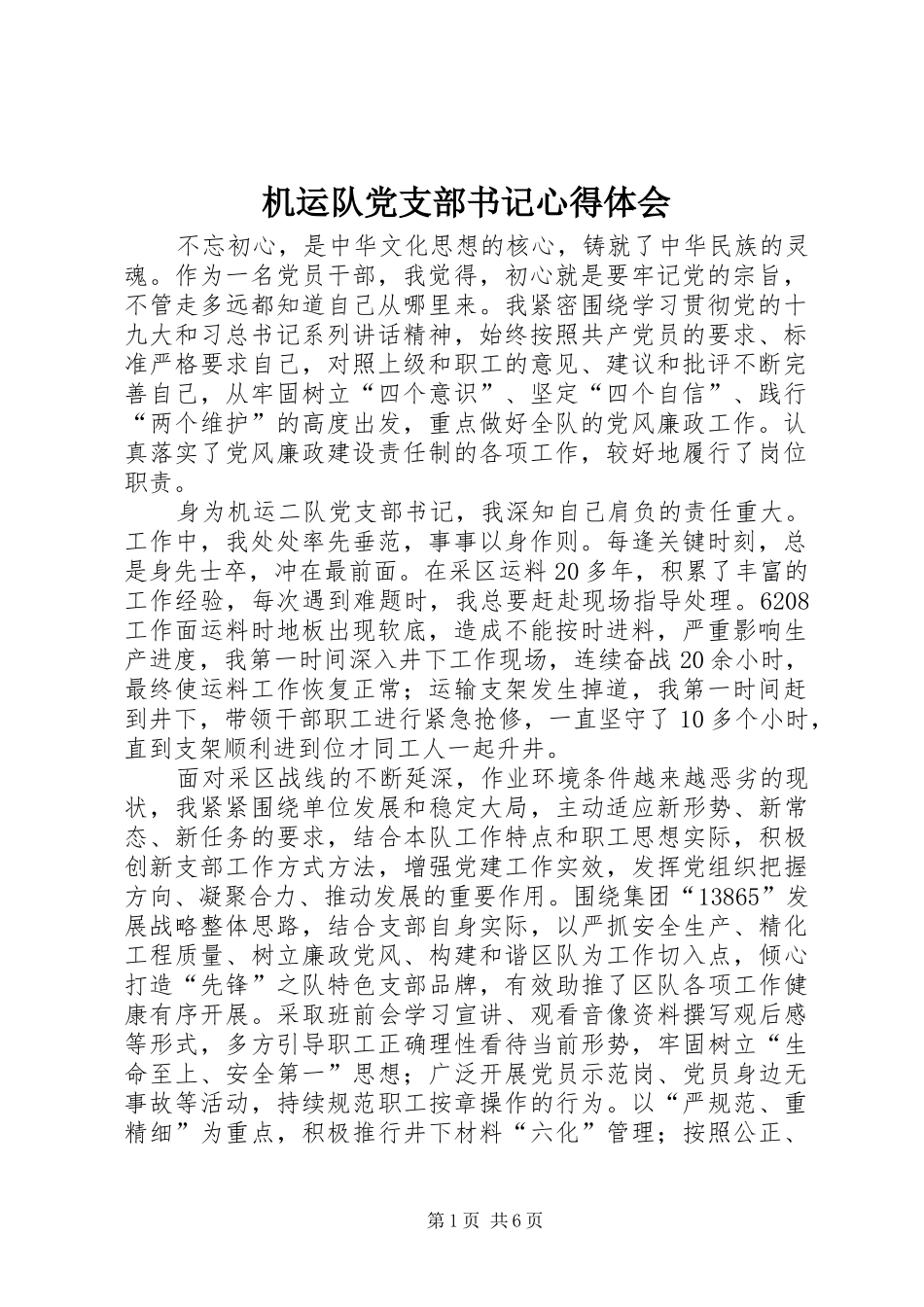 机运队党支部书记心得体会_第1页