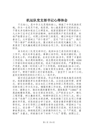 机运队党支部书记心得体会