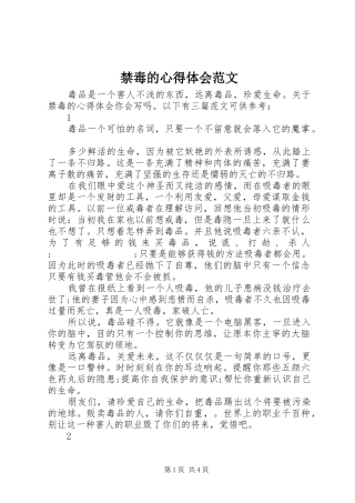 禁毒的心得体会范文