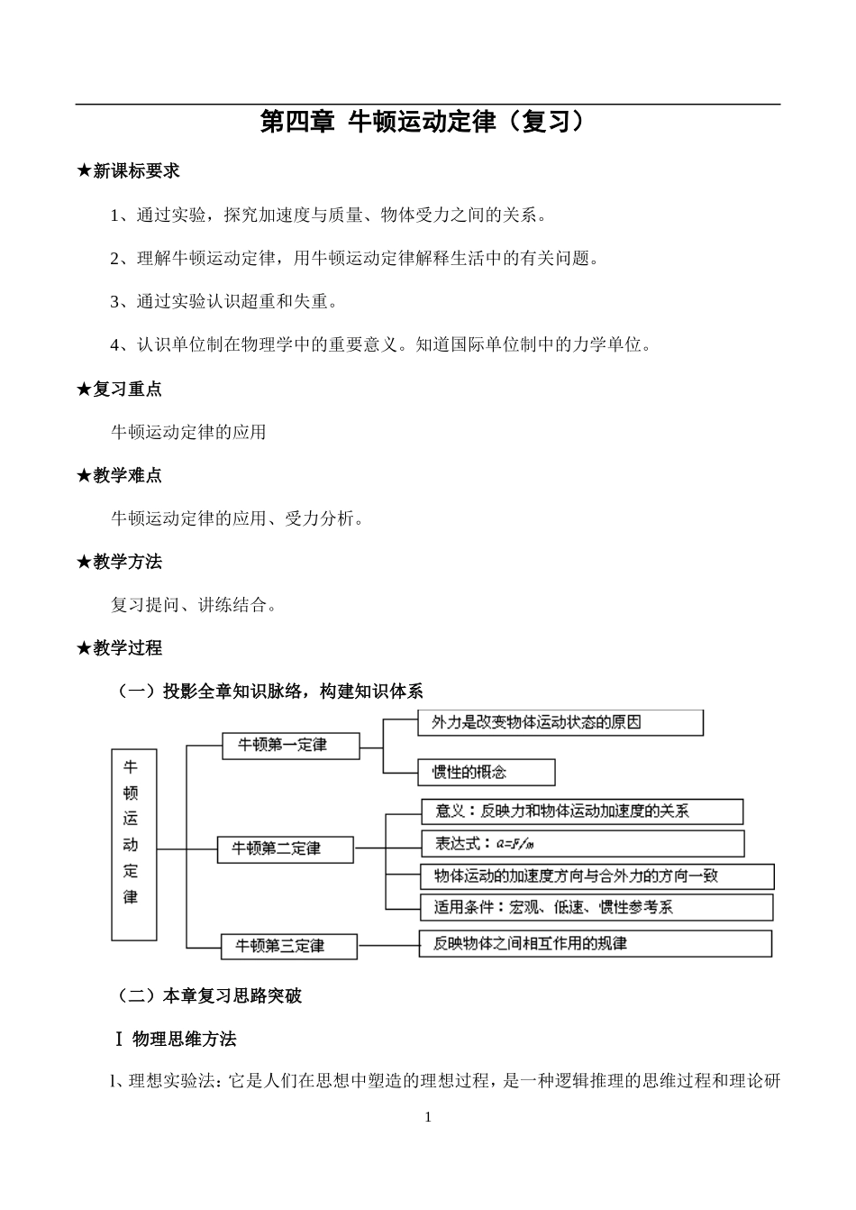 牛顿运动定律复习教案_第1页