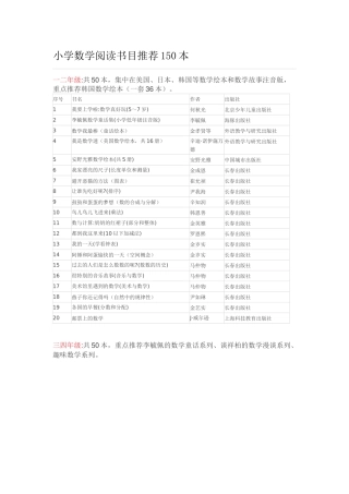 小学数学阅读书目推荐150本