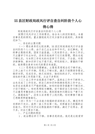 XX县区财政局政风行评自查自纠阶段个人心得心得
