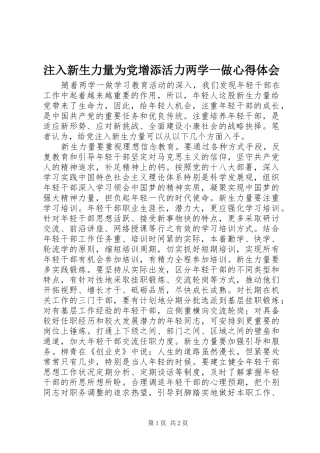 注入新生力量为党增添活力两学一做心得体会