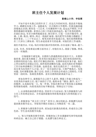 班主任个人发展计划