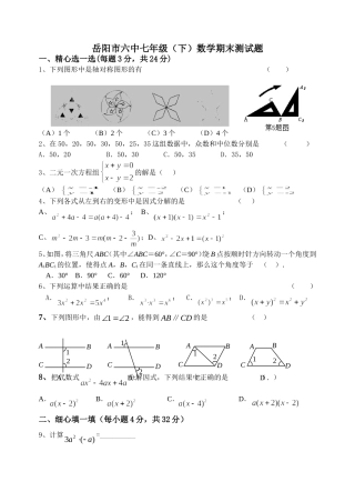 岳阳市六中七年级（下）期末数学试题(1)