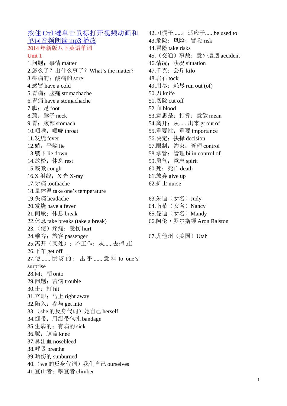 八下英语单词表_第1页